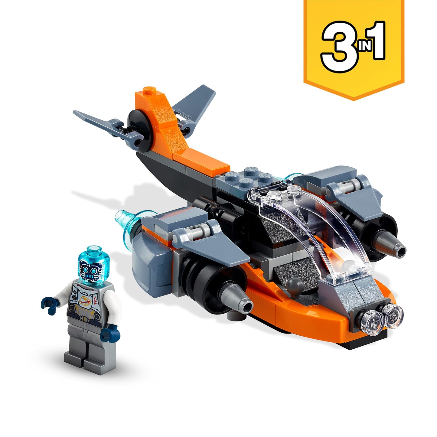 LEGO Creator 3’ü 1 Arada Siber İnsansız Hava Aracı 31111-6 Yaş ve Üzeri Çocuklar İçin Siber İnsansız Hava Aracı, Siber Robot ve Siber Motosiklet İçeren Yaratıcı Oyuncak Yapım Seti (113 Parça)