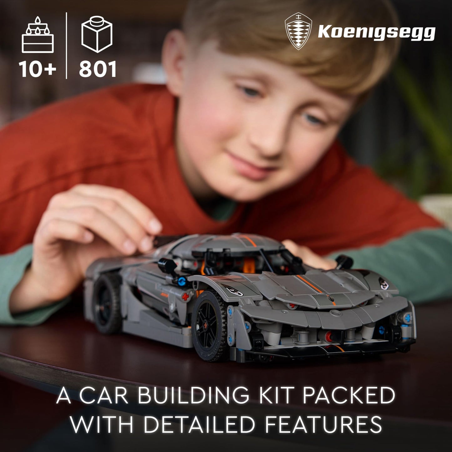 LEGO Technic Koenigsegg Jesko Absolut Gri Hiper Araba 42173 - Çocuklar için Oyuncak Yapım Seti, Doğum Günü Hediyesi Fikri (801 Parça)