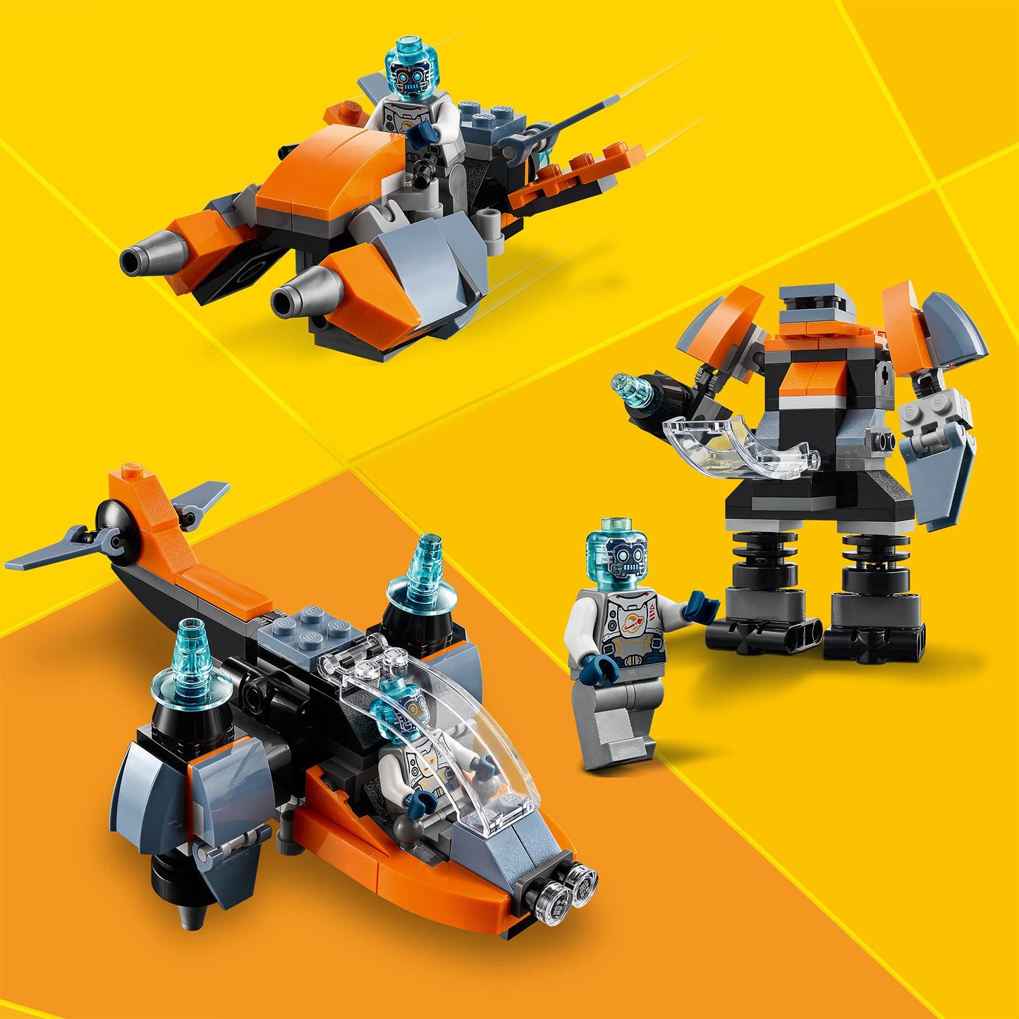 LEGO Creator 3’ü 1 Arada Siber İnsansız Hava Aracı 31111-6 Yaş ve Üzeri Çocuklar İçin Siber İnsansız Hava Aracı, Siber Robot ve Siber Motosiklet İçeren Yaratıcı Oyuncak Yapım Seti (113 Parça)