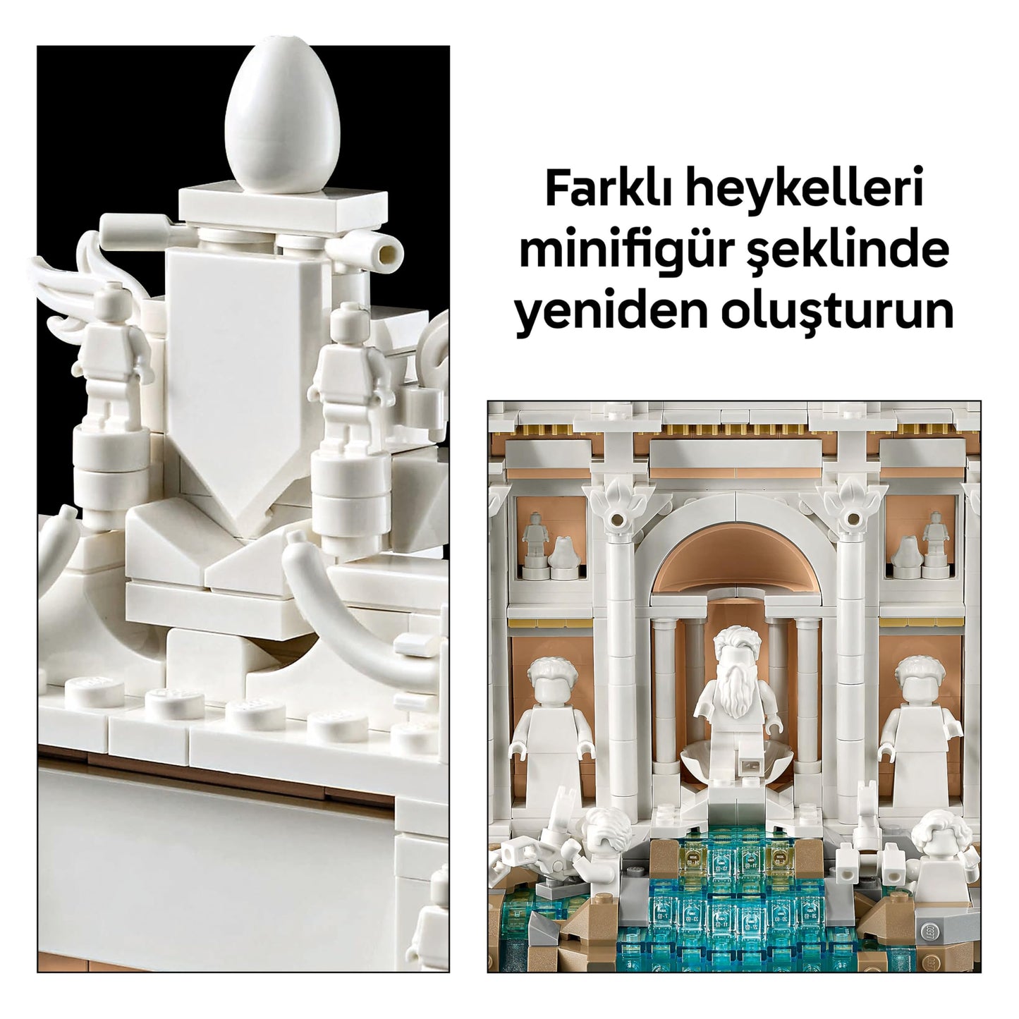 LEGO Architecture Trevi Çeşmesi 21062 - Yetişkin Kadın ve Erkekler için Palazzo Poli ile Okeonos, Sağlık ve Bereket Heykel Minifigürleri İçeren Koleksiyonluk Seyahat Hatırası Yapım Seti (1880 Parça)