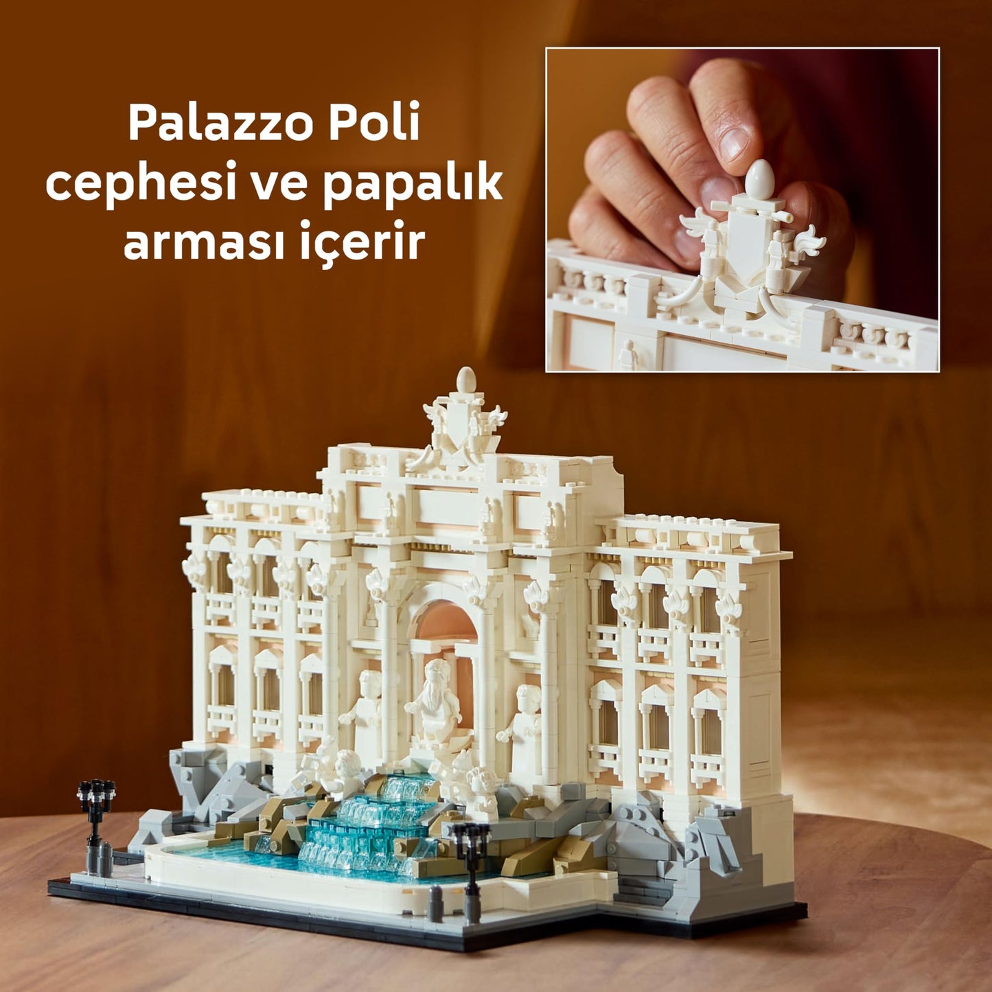 LEGO Architecture Trevi Çeşmesi 21062 - Yetişkin Kadın ve Erkekler için Palazzo Poli ile Okeonos, Sağlık ve Bereket Heykel Minifigürleri İçeren Koleksiyonluk Seyahat Hatırası Yapım Seti (1880 Parça)