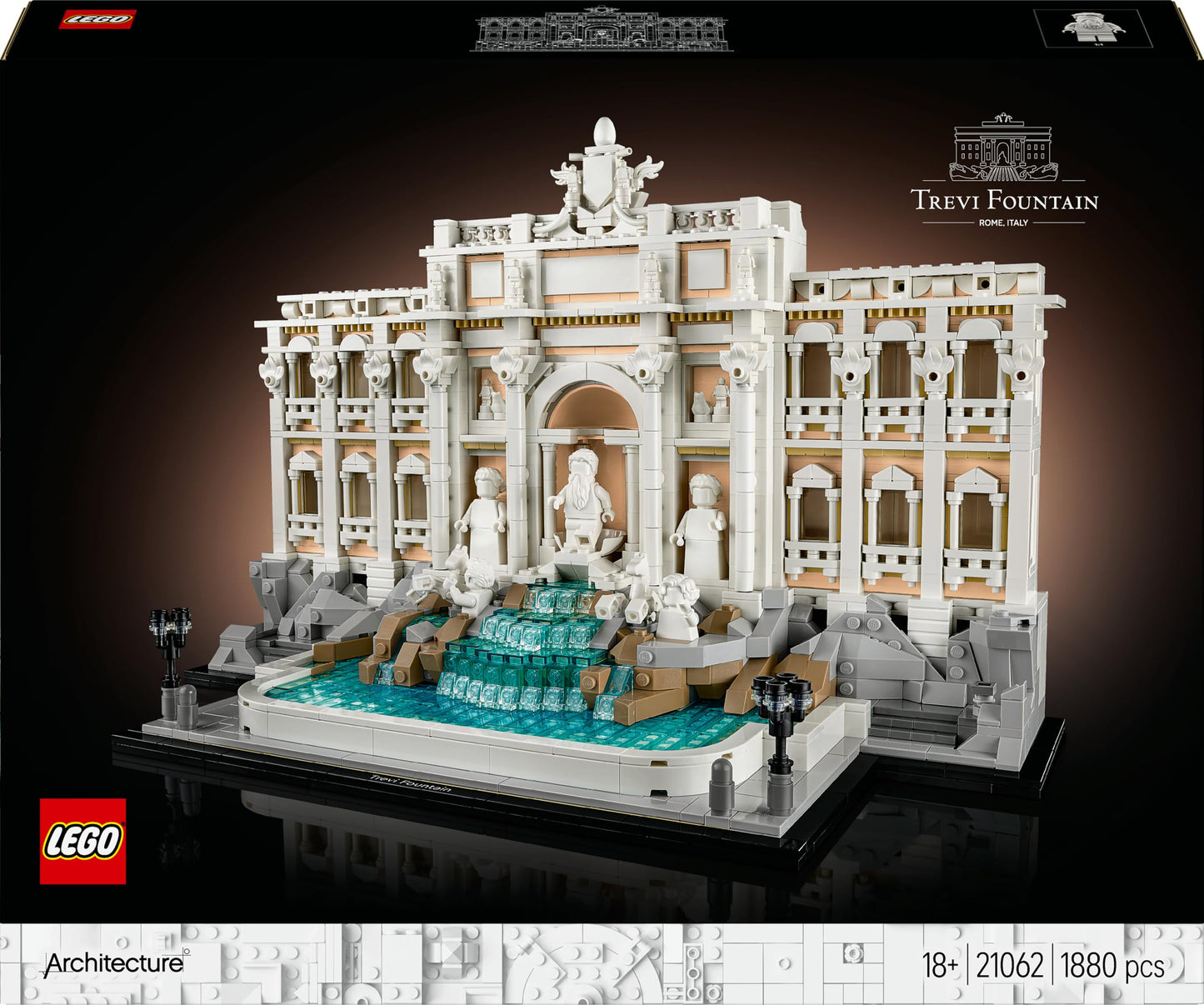 LEGO Architecture Trevi Çeşmesi 21062 - Yetişkin Kadın ve Erkekler için Palazzo Poli ile Okeonos, Sağlık ve Bereket Heykel Minifigürleri İçeren Koleksiyonluk Seyahat Hatırası Yapım Seti (1880 Parça)