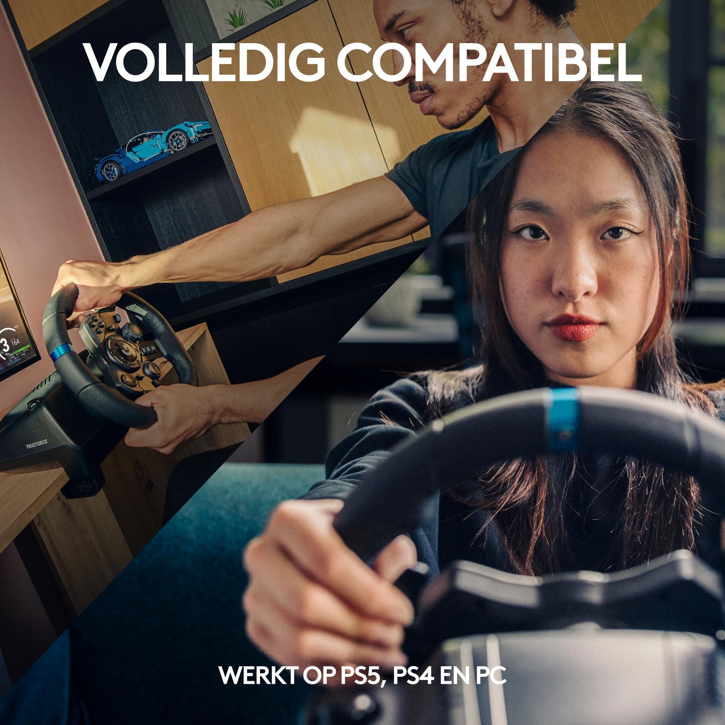 Logitech G G923 Driving Force Yarış Direksiyonu, Aşamalı Fren Pedalı, Alüminyum, Çelik ve Deri Yapı, Xbox/PS3/PS4/PS5/PC ile Uyumlu, Trueforce Teknolojisi, Aşamalı Fren Pedalı, Siyah