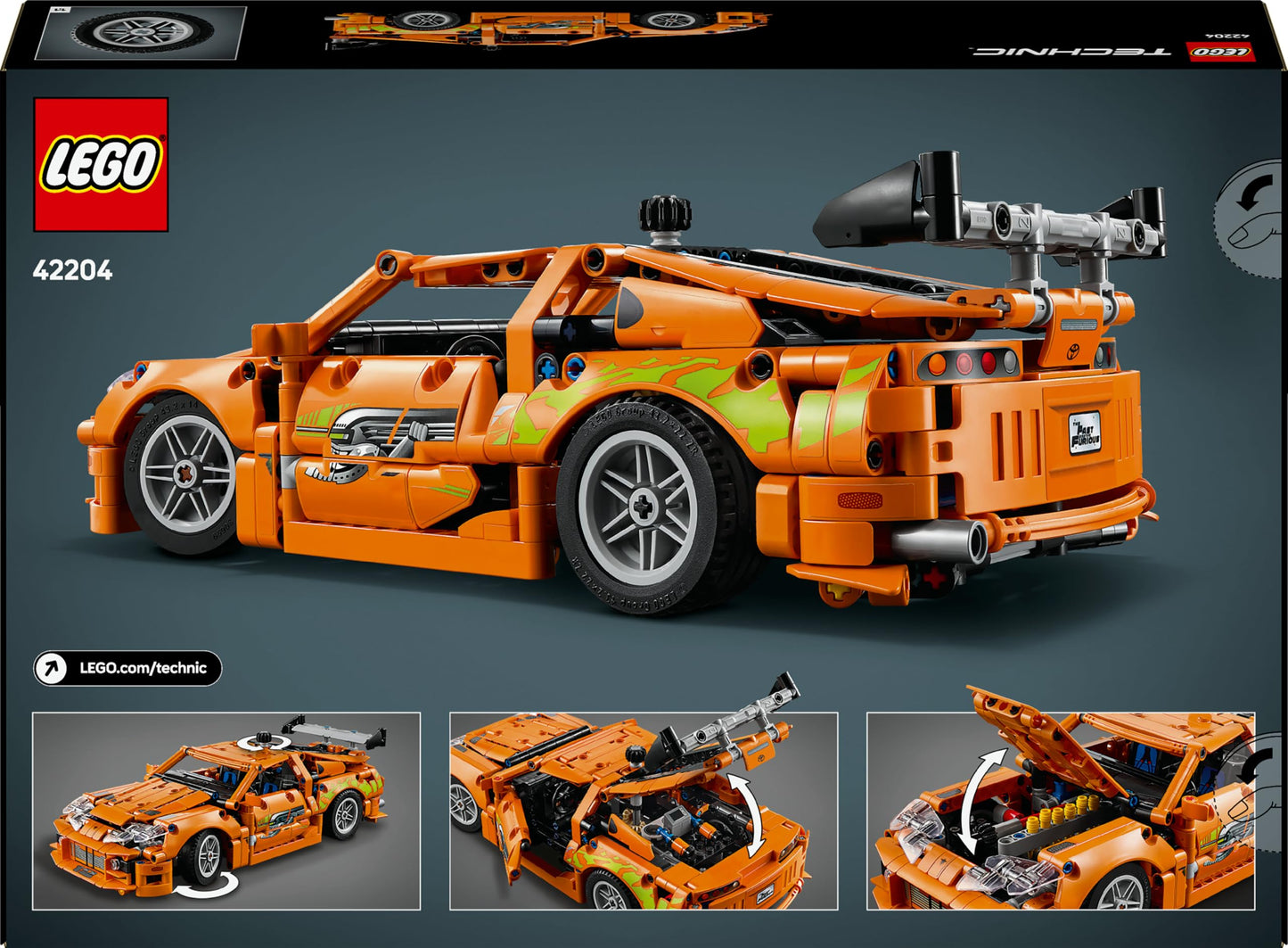 LEGO Technic Fast and Furious Toyota Supra MK4 42204 – 9 Yaş ve Üzeri Çocuklar için 6 Motor ve Açılan Kapılar İçeren Oyuncak Araba Yapım Seti, Çocuklar ve Yetişkinler için Hediye Fikri (810 Parça)