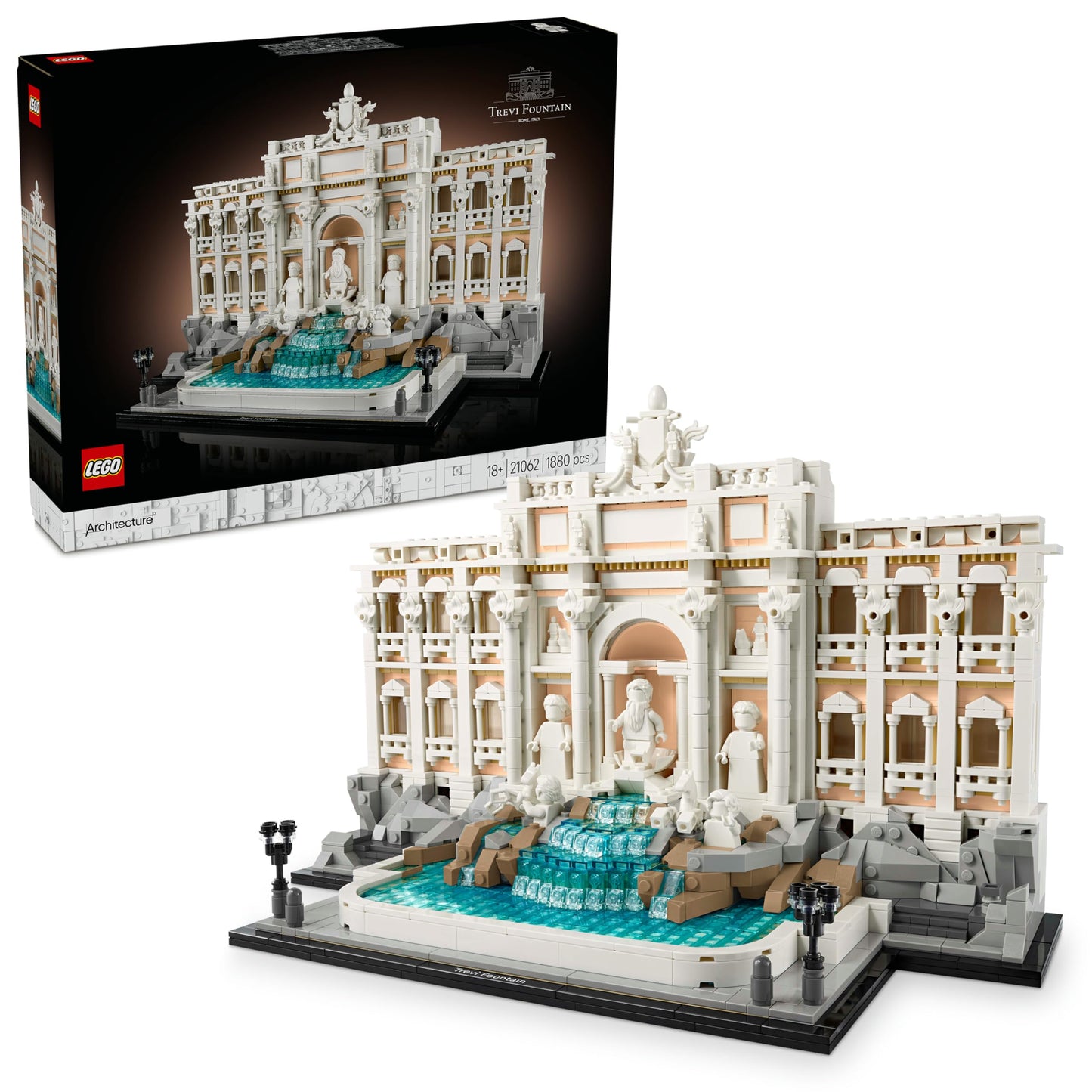 LEGO Architecture Trevi Çeşmesi 21062 - Yetişkin Kadın ve Erkekler için Palazzo Poli ile Okeonos, Sağlık ve Bereket Heykel Minifigürleri İçeren Koleksiyonluk Seyahat Hatırası Yapım Seti (1880 Parça)
