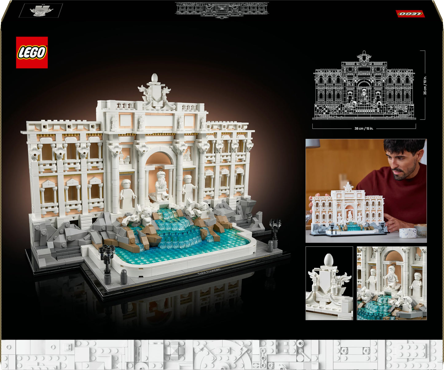 LEGO Architecture Trevi Çeşmesi 21062 - Yetişkin Kadın ve Erkekler için Palazzo Poli ile Okeonos, Sağlık ve Bereket Heykel Minifigürleri İçeren Koleksiyonluk Seyahat Hatırası Yapım Seti (1880 Parça)