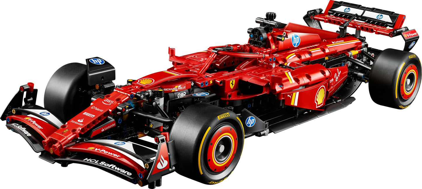 LEGO Technic Ferrari SF–24 F1 Araba 42207 – Yetişkinler için 1:8 Ölçekli V6 Motor, Vites Kutusu, Direksiyon ve DRS içeren Koleksiyonluk Yarış Arabası Modeli Yapım Seti, Hediye Fikri (1361 Parça)