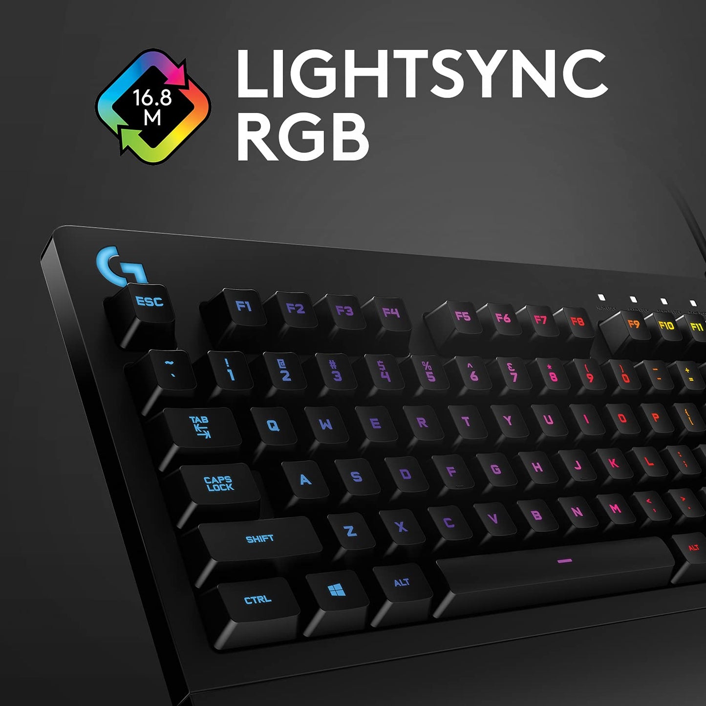 Logitech G G213 RGB Wired Gaming Keyboard, LIGHTSYNC Technology, Spill Resistant, Dedicated Media Controls, Turkish Q Keyboard, Black