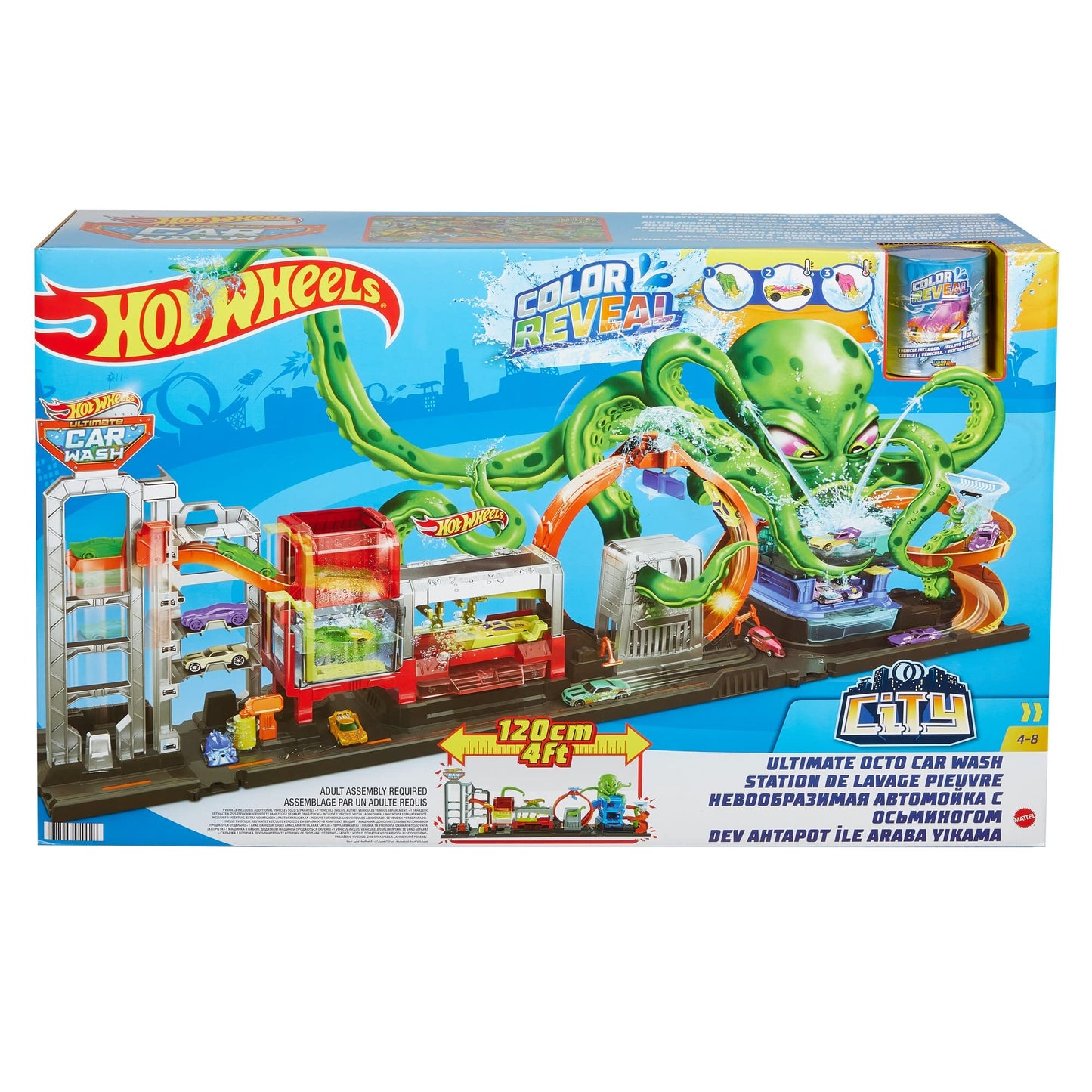 Hot Wheels Dev Ahtapot ile Araba Yıkama Oyun Seti, 4 yaş ve üzeri, GTT96