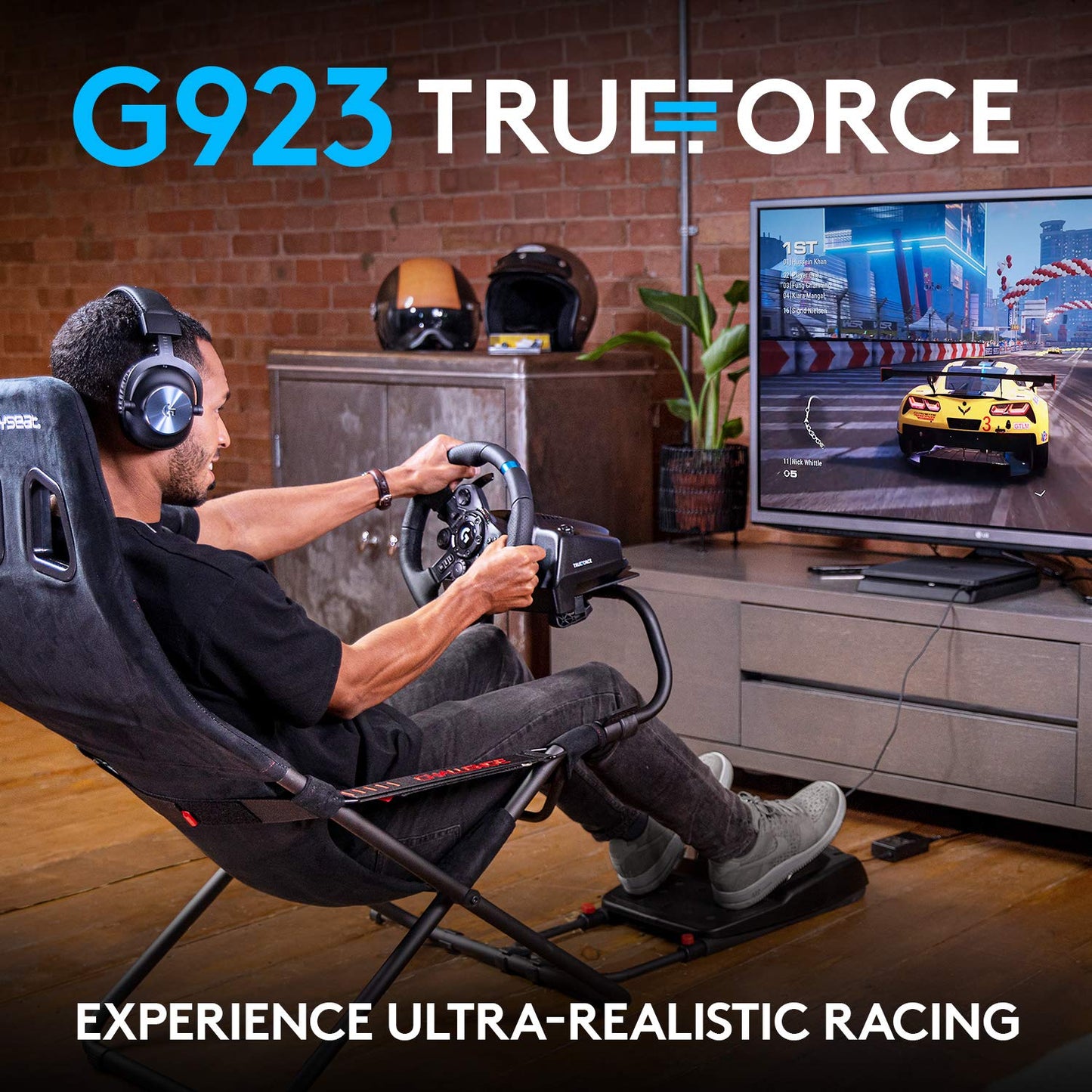 Logitech G923 Steering Wheel And Pedal, Ps4 And Pc, Black