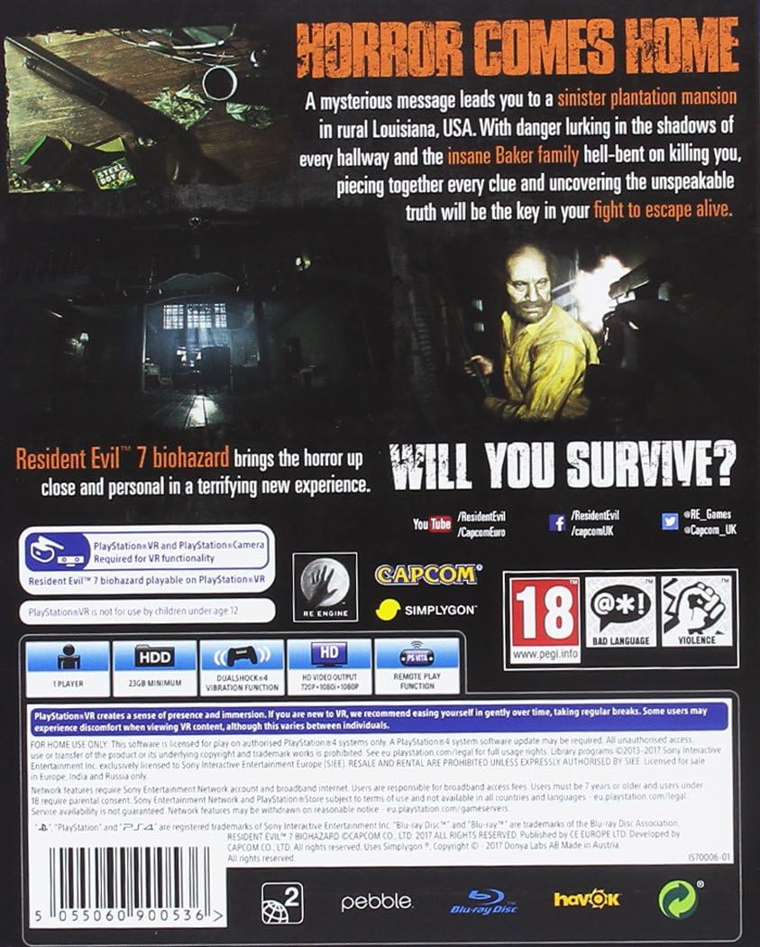 Resident Evil 7 Biohazard [PSVR Compatible] PS4 [ ]