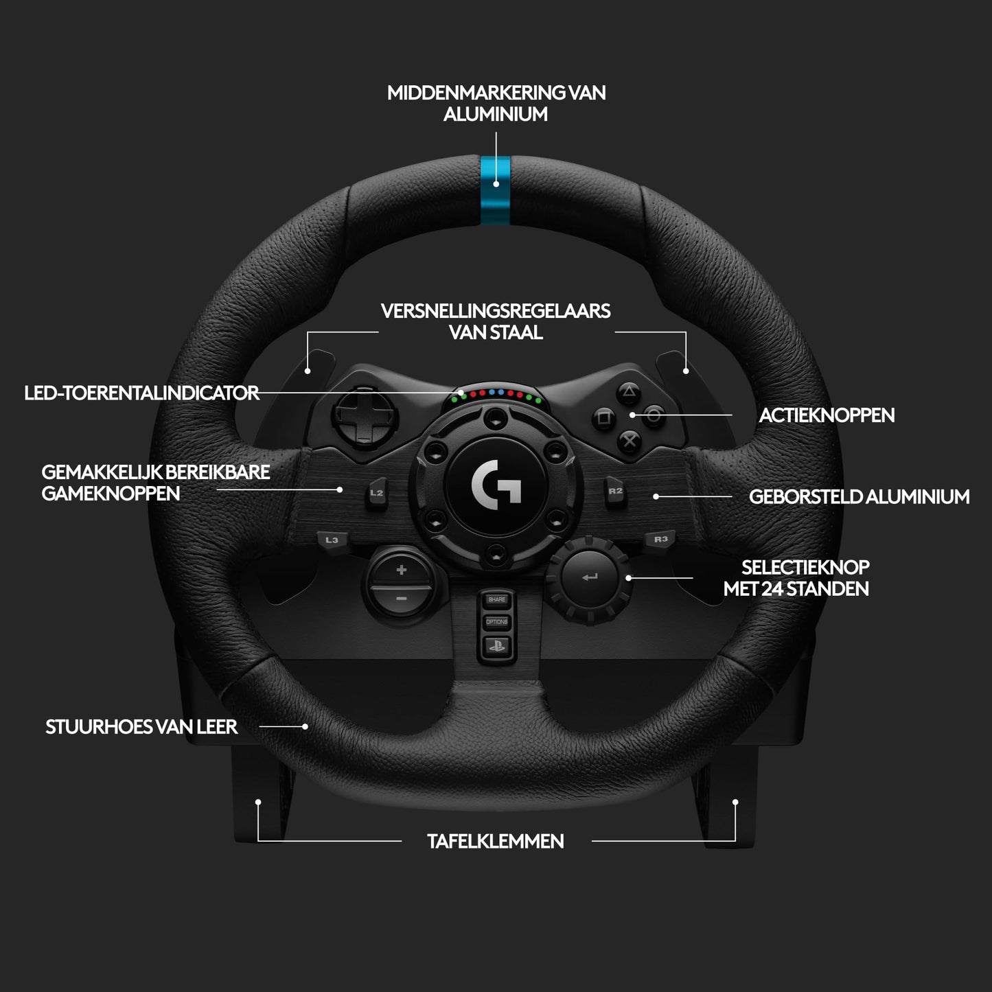 Logitech G G923 Driving Force Yarış Direksiyonu, Aşamalı Fren Pedalı, Alüminyum, Çelik ve Deri Yapı, Xbox/PS3/PS4/PS5/PC ile Uyumlu, Trueforce Teknolojisi, Aşamalı Fren Pedalı, Siyah