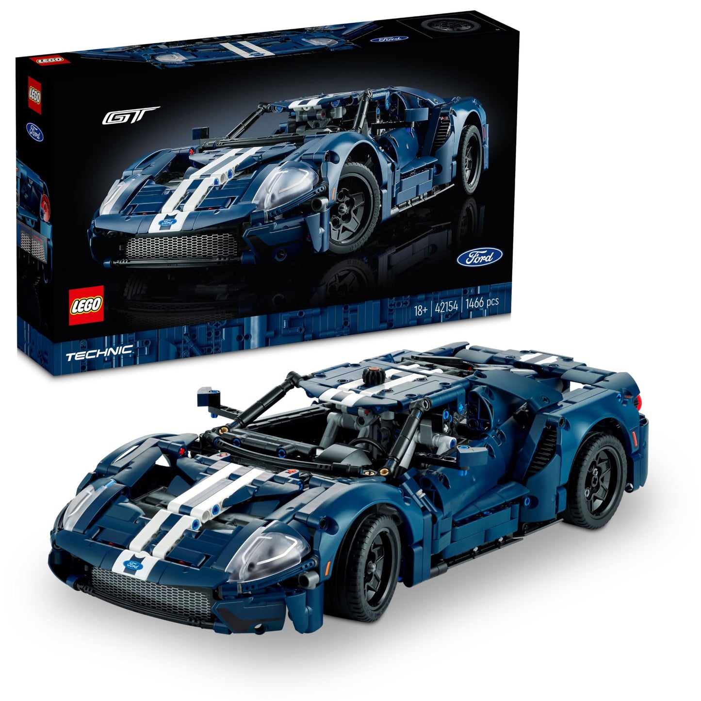 LEGO Technic 2022 Ford GT 42154 - Yetişkinler İçin Sergilenebilecek Bir Supercar Modeli İçeren Yaratıcı Model Yapım Seti (1466 Parça)