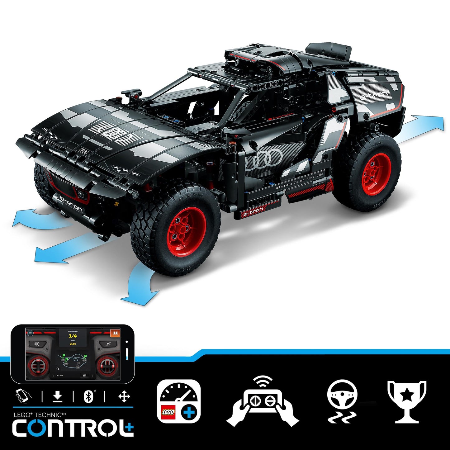 LEGO® Technic Audi RS Q e-tron 42160-10 Yaş ve Üzeri Uzaktan Kumandalı Ralli Arabalarını Seven Çocuklar için Yaratıcı Oyuncak Yapım Seti (914 Parça)