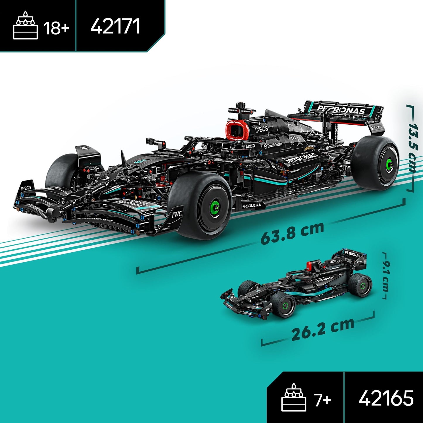 LEGO Technic Mercedes-AMG F1 W14 E Performance Pull-Back 42165-7 Yaş ve Üzeri Çocuklar için Koleksiyonluk Yaratıcı Yarış Arabası Model Yapım Seti (240 Parça)