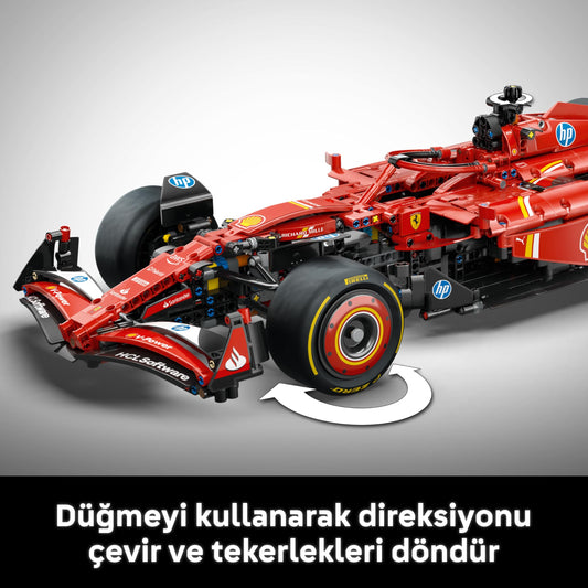 LEGO Technic Ferrari SF–24 F1 Araba 42207 – Yetişkinler için 1:8 Ölçekli V6 Motor, Vites Kutusu, Direksiyon ve DRS içeren Koleksiyonluk Yarış Arabası Modeli Yapım Seti, Hediye Fikri (1361 Parça)