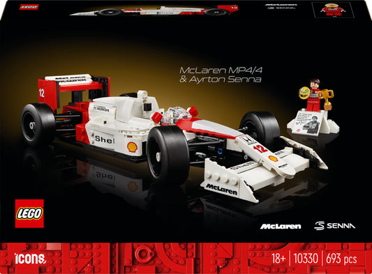 LEGO® Icons McLaren MP4/4 ve Ayrton Senna 10330 - Araç Tutkunu Yetişkinler için Koleksiyonluk Yaratıcı Model Araba Yapım Seti (693 Parça)