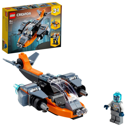 LEGO Creator 3’ü 1 Arada Siber İnsansız Hava Aracı 31111-6 Yaş ve Üzeri Çocuklar İçin Siber İnsansız Hava Aracı, Siber Robot ve Siber Motosiklet İçeren Yaratıcı Oyuncak Yapım Seti (113 Parça)