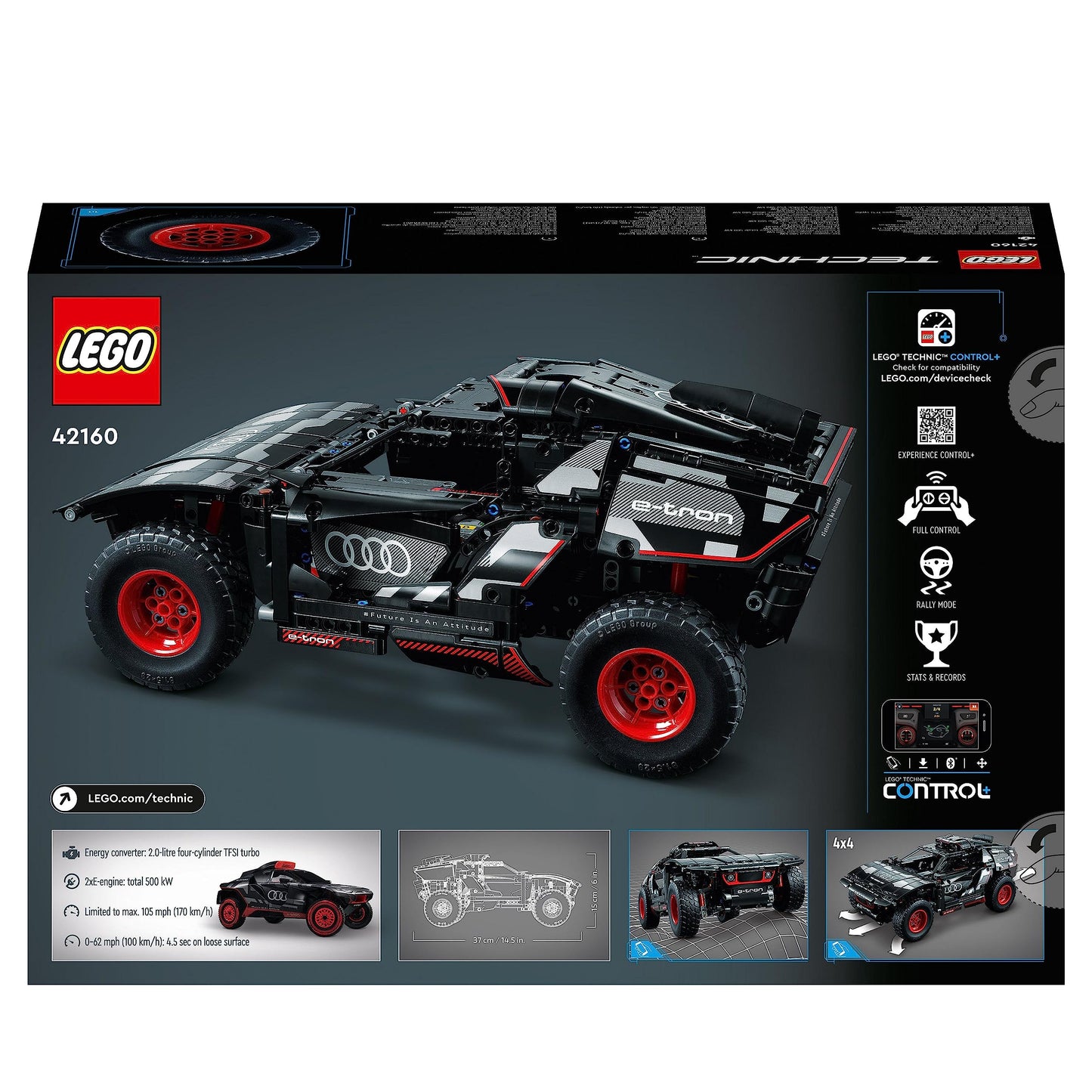 LEGO® Technic Audi RS Q e-tron 42160-10 Yaş ve Üzeri Uzaktan Kumandalı Ralli Arabalarını Seven Çocuklar için Yaratıcı Oyuncak Yapım Seti (914 Parça)