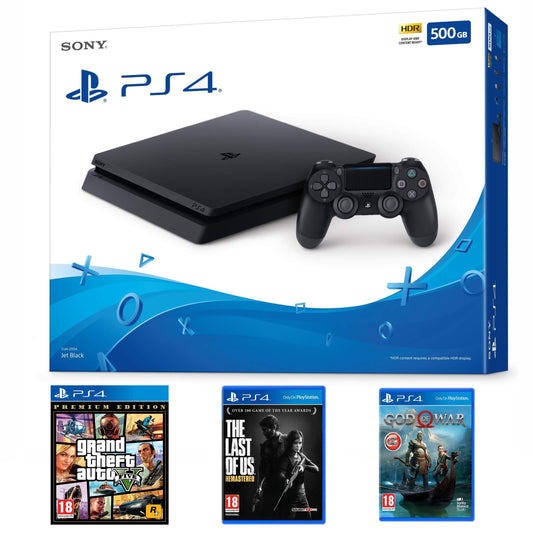 Playstation 4 Slim 500 GB (bikom garanti) +(Gtav +Last Of Us Remastered + God Ofwar) Ps4 Oyun