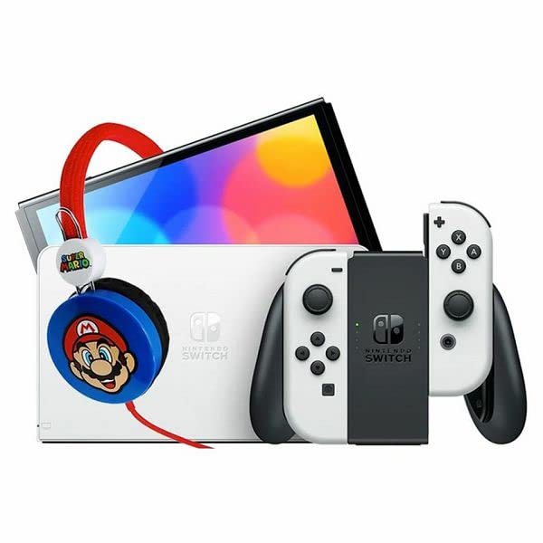 Nintendo Switch Konsol OLED Model White ve OTL Super Mario Kulaklık Bundle Paket