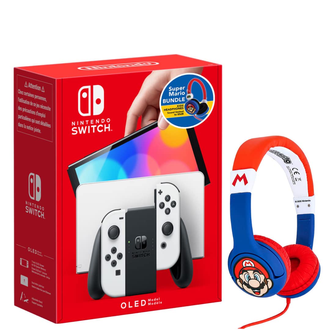 Nintendo Switch Konsol OLED Model White ve OTL Super Mario Kulaklık Bundle Paket