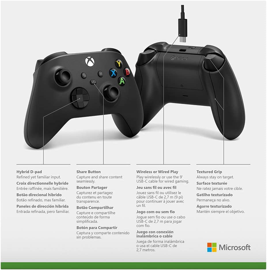 Xbox Core Wireless Controller Carbon Black  (Microsoft TR Garantili)