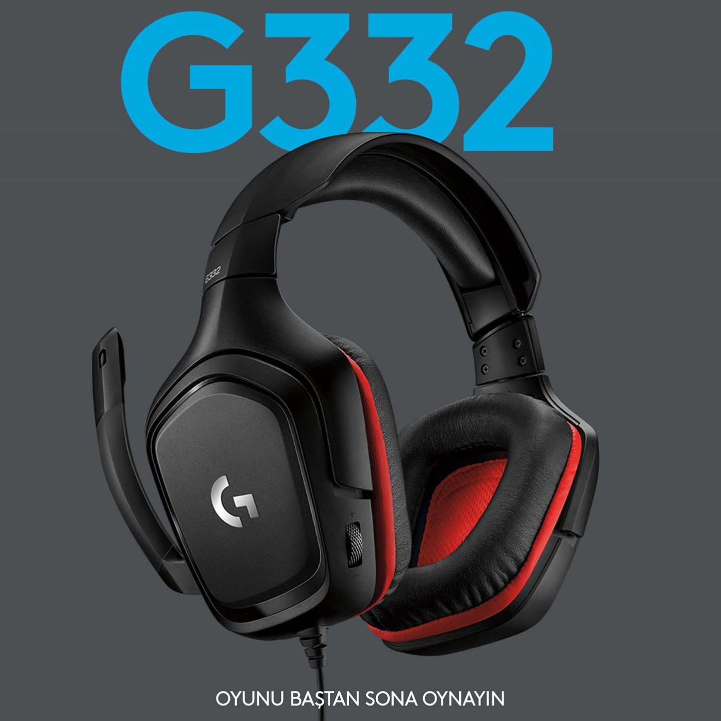 Logitech G G332 Kablolu Kulak Üstü Oyuncu Kulaklığı, 50 mm Ses Sürücüleri, 6 mm Katanarak Sessize Alınan Mikrofon, 2 m Kablo Uzunluğu, Siyah