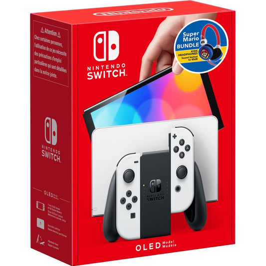 Nintendo Switch Konsol OLED Model White ve OTL Super Mario Kulaklık Bundle Paket