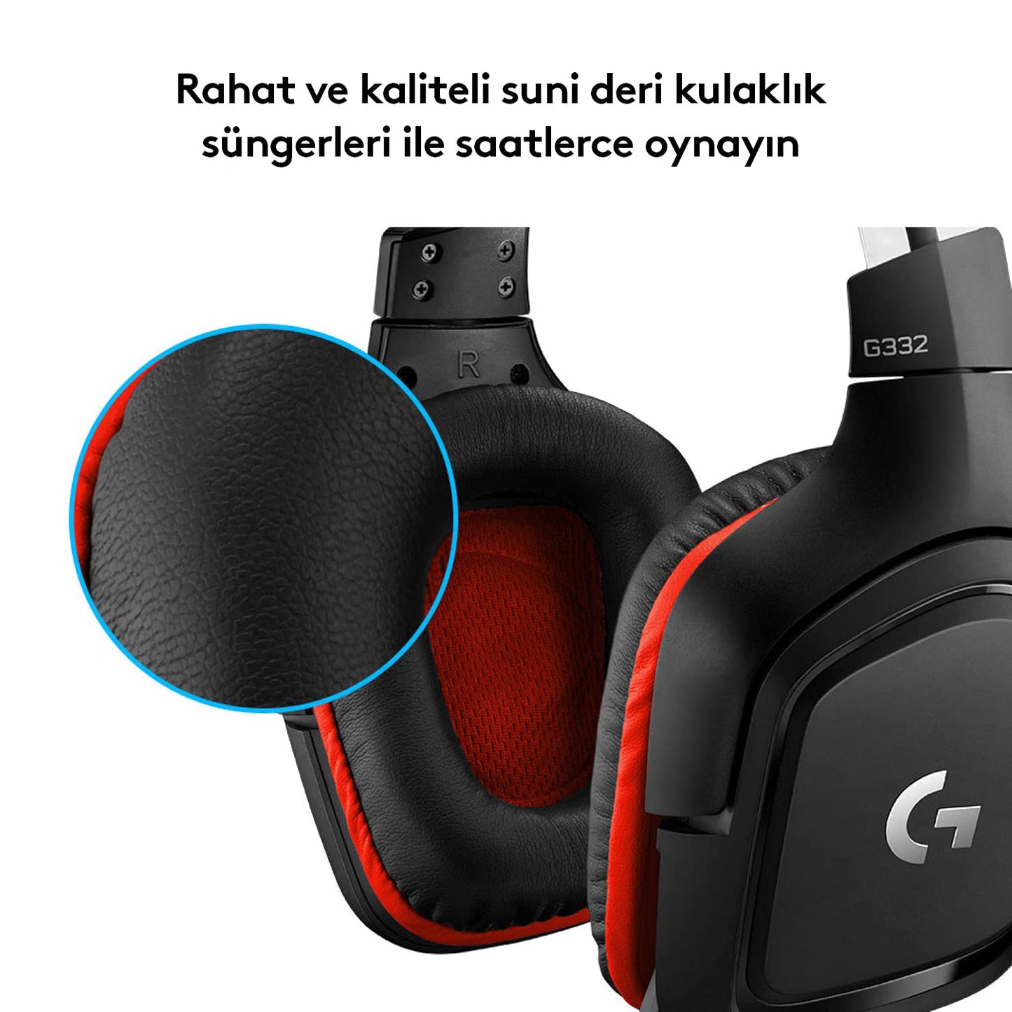 Logitech G G332 Kablolu Kulak Üstü Oyuncu Kulaklığı, 50 mm Ses Sürücüleri, 6 mm Katanarak Sessize Alınan Mikrofon, 2 m Kablo Uzunluğu, Siyah