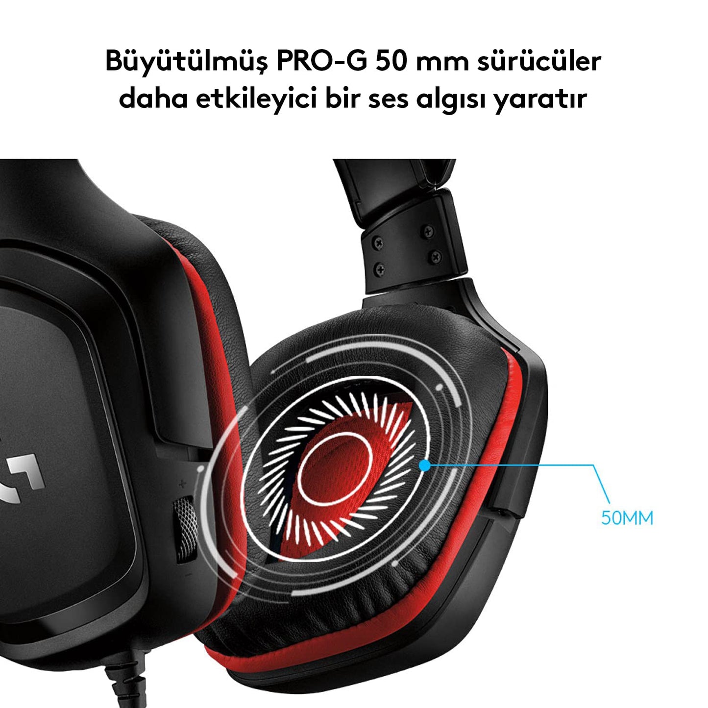 Logitech G G332 Wired On-Ear Gaming Headset, 50mm Audio Drivers, 6mm Add-on Mute Microphone, 2m Cable Length, Black