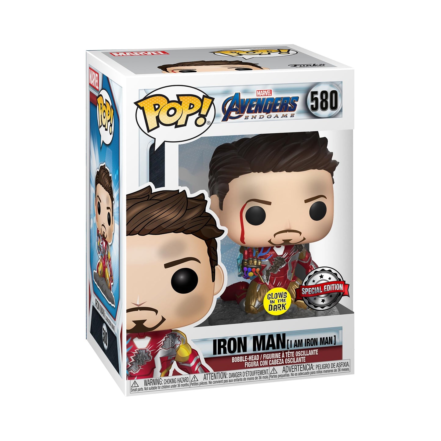 Funko Pop! Avengers Son Oyun: Ben Am Iron Man Glow-in-the-Koyu Deluxe Vinil Şekil, Renkli"