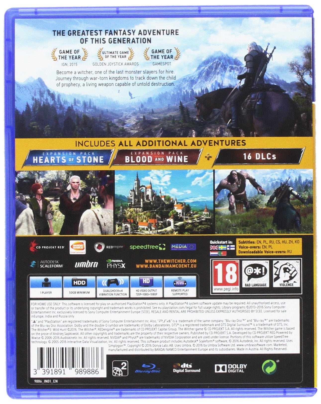 The Witcher 3 Wild Hunt Game Of The Year (GOTY) PS4