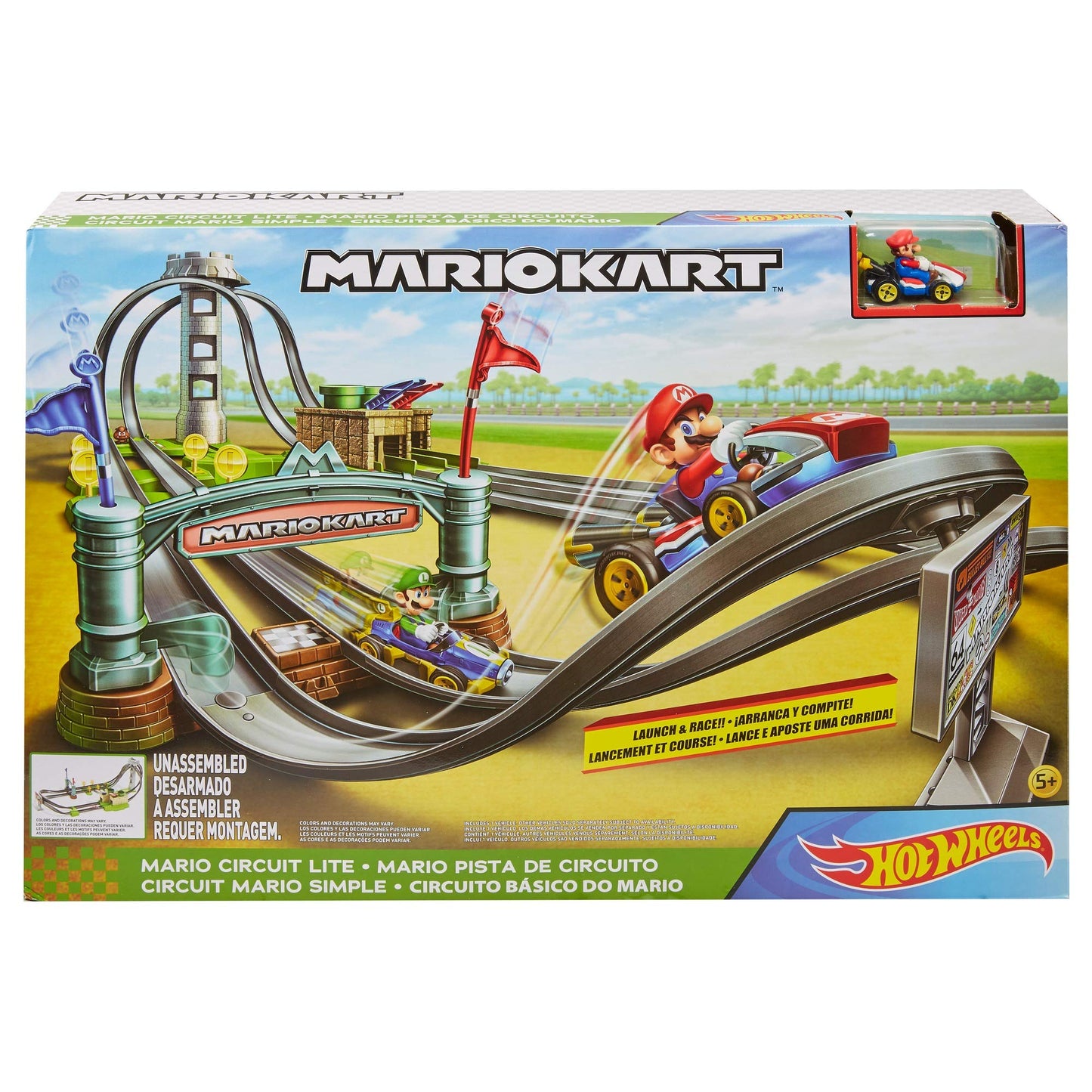 Hot Wheels Mario Kart Çılgın Dönüş Parkuru Yarış Seti, 5 yaş ve üzeri, GHK15